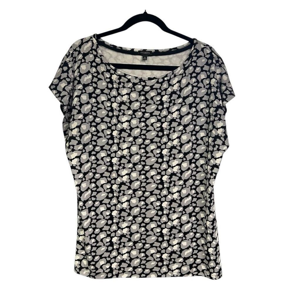 Talbots Women's XL‎ Black Short Sleeve Rayon T-Shirt Round Neck Casual